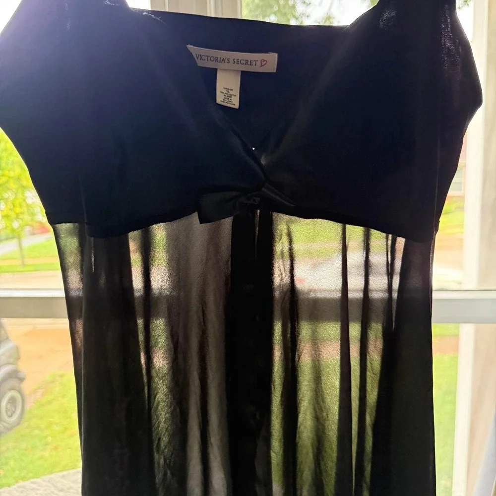 Victoria's Secret Women's XL Black Sheer Babydoll Lingerie Slip Dress